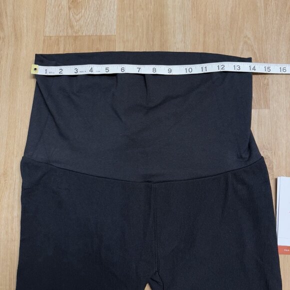 ISABEL MATERNITY LEGGINGS RIBBED FOLD DOWN PANEL SIZE XL 25" INSEAM STRETCH BLK - Picture 7 of 8